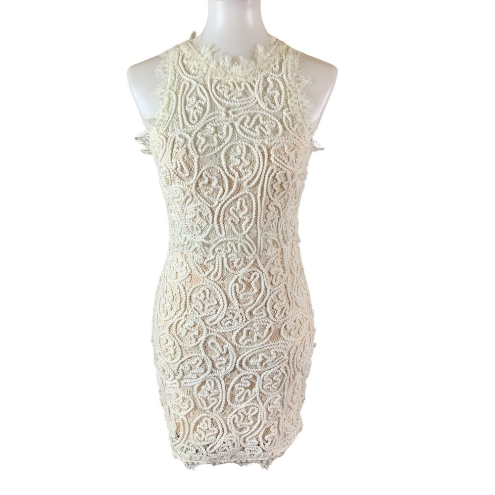 A.Peach White Lace Sleeveless Bodycon Dress Cocktail Small